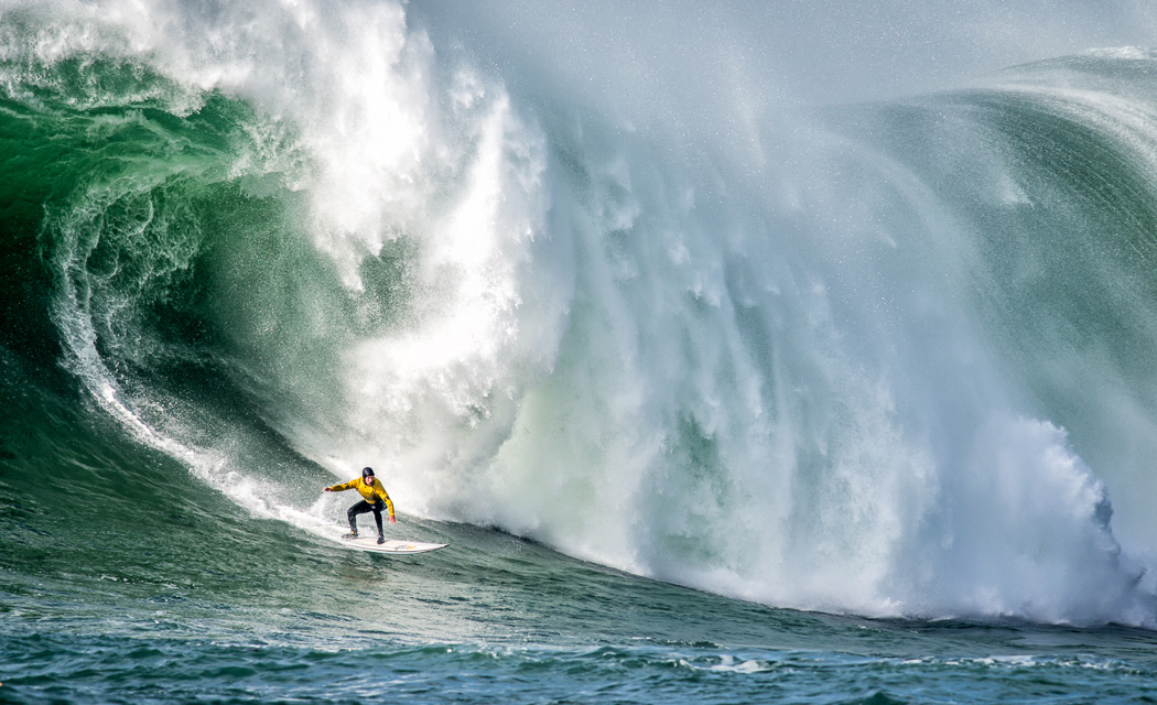 2015 Waterways Exhibit Image, surfer in front of huge wave 2015 Waterways Exhibit Image, surfer in front of huge wave