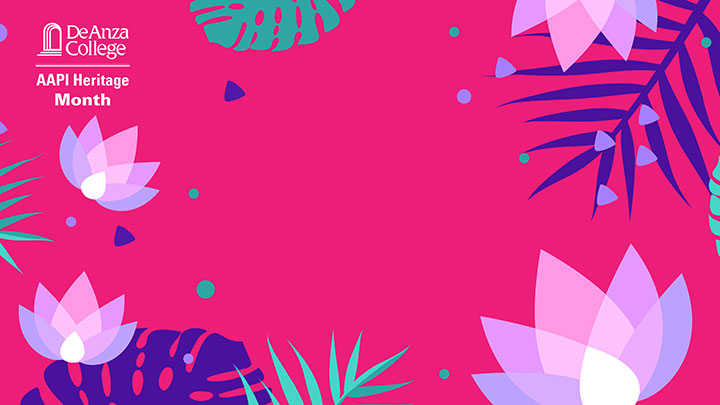 AAPI Heritage Month hot pink tropical Zoom background (version 2)