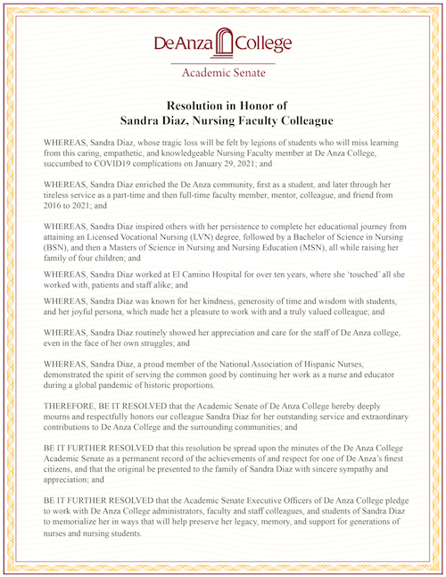 Resolution honoring Sandra Diaz