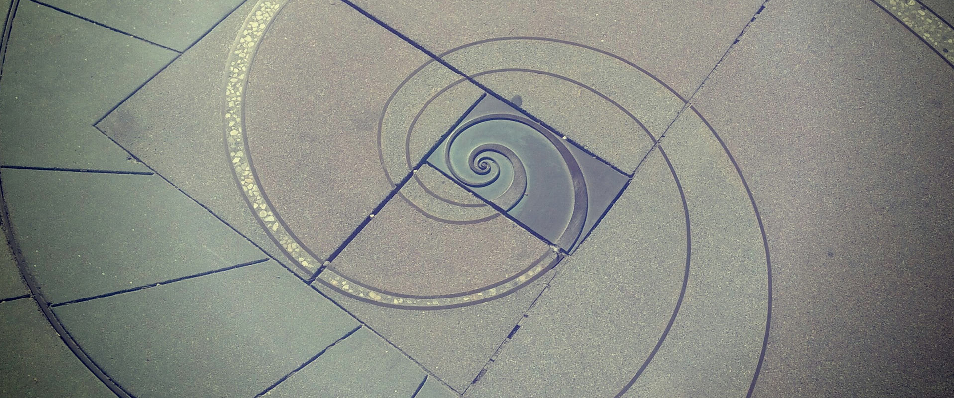 Spiral created in a sidewalk