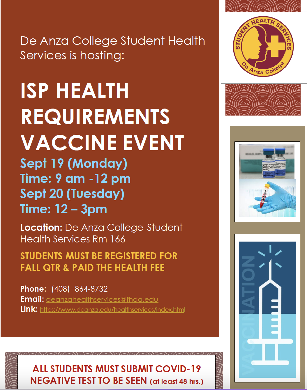 fall 2022 vaccination event flyer