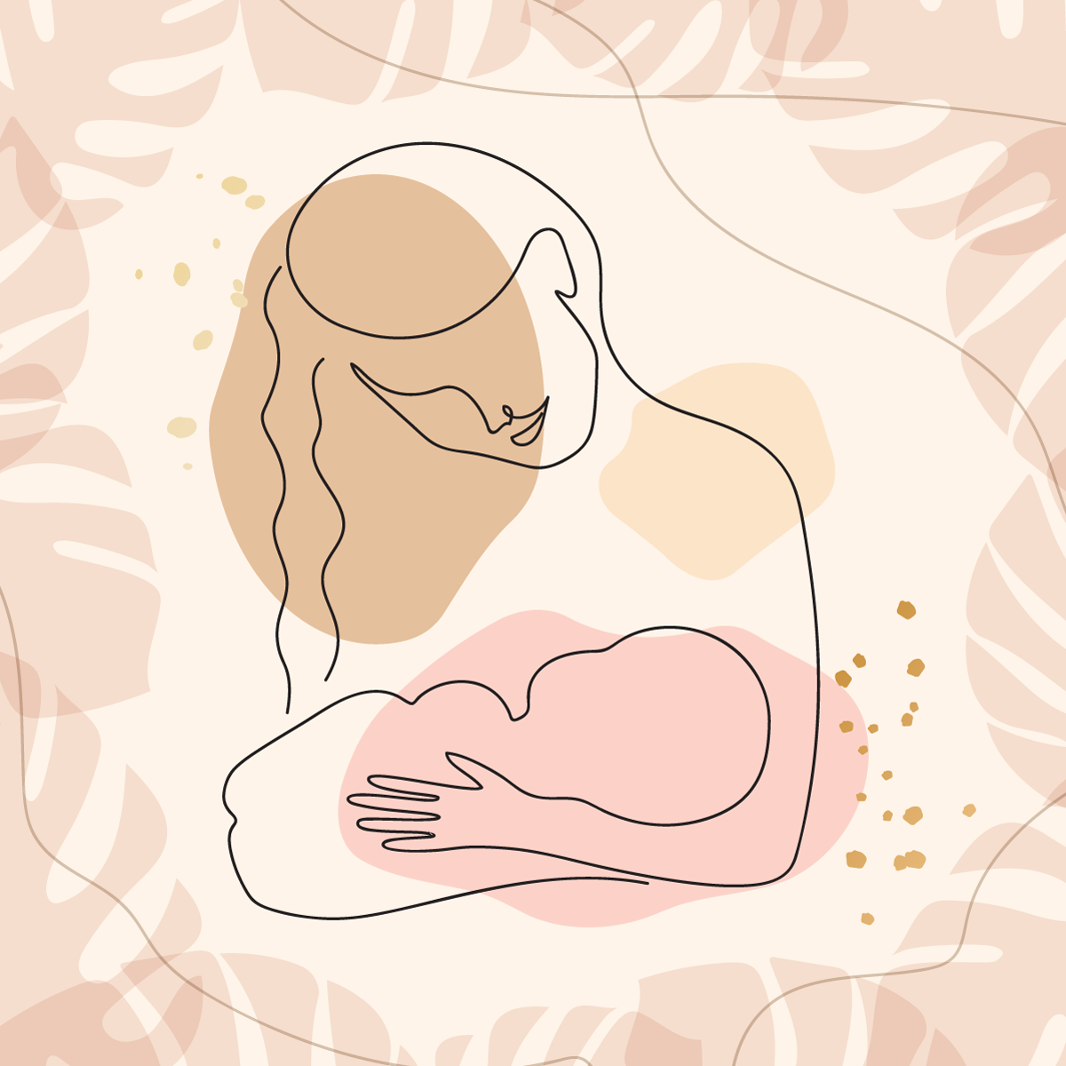 line drawing of breastfeeding woman